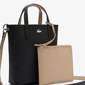 Lacoste Anna Convertible Women's Black and Tan Tote Bag NWOT